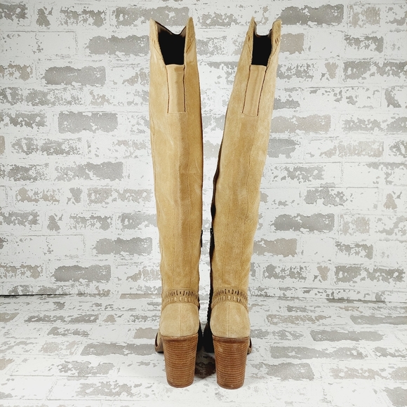 Vince Camuto Madolee Tan Suede Block Heel Over the Knee Boots H866 - Picture 6 of 13